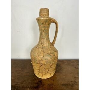 Vintage 70's Decoupage Masking Tape Ceramic Vase | 1970's Decor | Mid Century